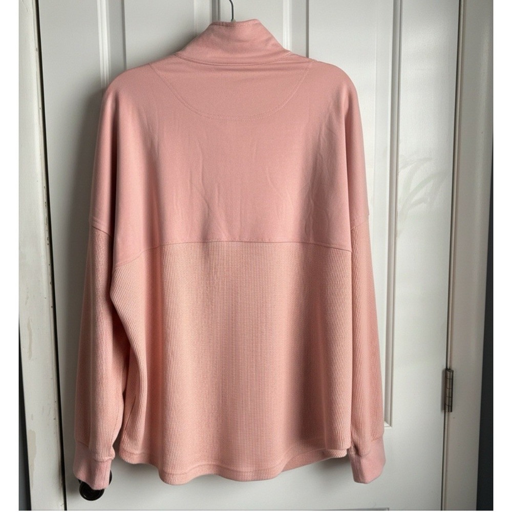 Shewin Women's Waffle Knit Pullover 3X Pink Half Zip Cozy Casual Lounge Plus - Picture 2 of 4